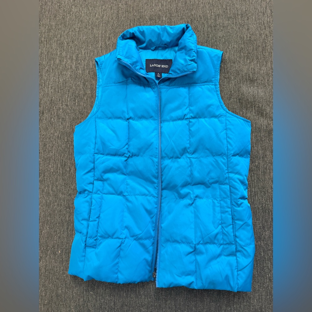 Lands' End women’s small Vibrant turquoise Quilted puffer vest great cond Small